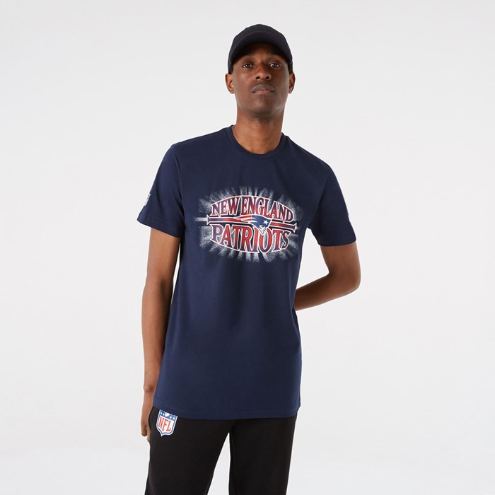 New England Patriots Graphic Logo Miesten T-paita Sininen - New Era Vaatteet Tarjota FI-917325